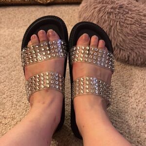 Women's Silver Studded Sandals well loved